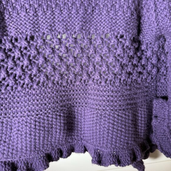 Maria Di Ripabianca Cashmere Purple Ruffle Open Cardigan Made in Italy Size 6 - Picture 5 of 11